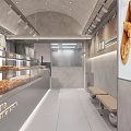 Modern Dessert Shop Interior With Glass Display Cases Fresh Pastries Cakes And Sweet Treats