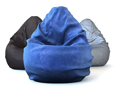 Comfortable Blue Black and Gray Bean Bag Chair Modern Living Room Seating 3d model