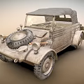 Vintage Convertible Car With Old Style Body And Spare Tire On Front