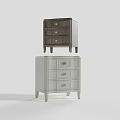 Modern Gray Nightstands With Wood Grain Finish Metal Handles And Drawers