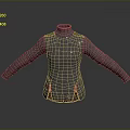 Gray Turtleneck Sweater With Worn Details And Red Lining On Gray Background 3d model