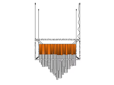 Modern Chandelier With Orange And Gray Vertical Tubes And Geometric Hanging Design 3d model