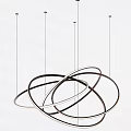 Modern Chandelier Interior Design With Multiple Circular Metal Structures Sleek Lines And Black White Color