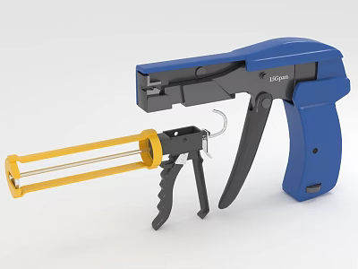 Blue Hardware Caulk Gun With Yellow Cartridge And Practical Handle Design 3d model