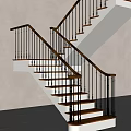 Modern Staircase Design With Wooden Handrail Metal Balusters And White Risers
