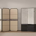 Middle Ancient Style Partition Screen Folding Screen Rattan Hollow Screen 3d model