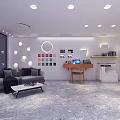 Modern Living Room Interior Design With Curved Walls White Lines TV And Coffee Table