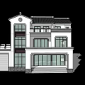 Traditional Chinese Detached Villa Exterior With White Walls Black Tiles And Garden Pond