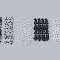 Various Stone Wood Particles With Black White Round Mixed Types Arranged On Gray Background