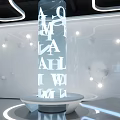 Science and Technology Exhibition Hall Featuring White Pillar with Blue DNA Helix and Illuminated Dots
