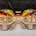 Vibrant Hotpot Restaurant Interior With Cartoon Decorations Order Counter And Dining Tables