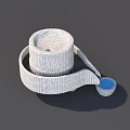 Courtyard Garden Decorative Stone Water Feature With Striped Cylindrical Structure And Blue Water Basin Design