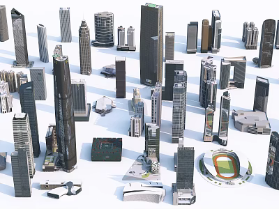 Modern Commercial Complex With High Rise Buildings And Urban Design Elements 3d model