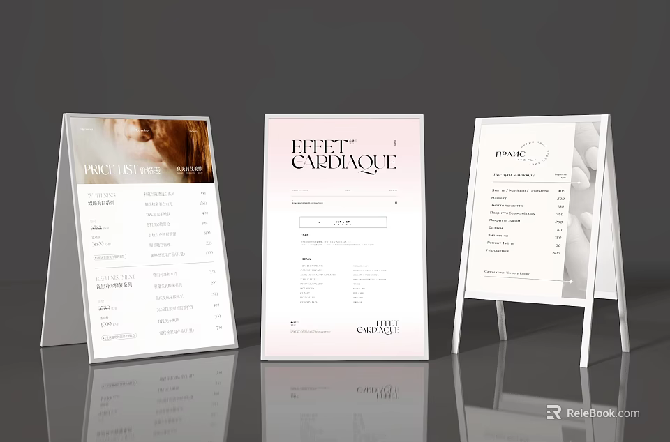 Three Modern Standing Billboards With Minimalist Design And Text Image Elements 3d model 
