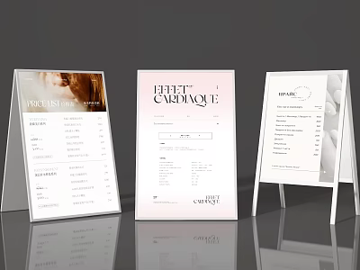 Three Modern Standing Billboards With Minimalist Design And Text Image Elements 3d model