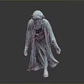 Bronze Bearded Man Statue In Flowing Robe Standing On Dark Background