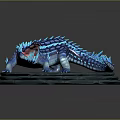 Game Movie Character Blue Icy Reptile With Open Mouth Red Interior On Stone Base
