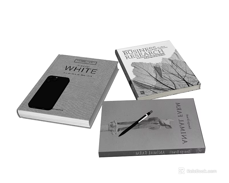 Books Collection With WHITE EVERYTHING FLOWERS ARTISTRY Cover Designs And Pen 3d model 