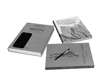 Books Collection With WHITE EVERYTHING FLOWERS ARTISTRY Cover Designs And Pen 3d model