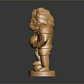 Two Golden Lion Trophy Sculptures With Round Base And Shiny Golden Surface