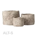 Textured Stone Planters In Three Various Sizes For Architectural Decoration