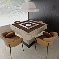 Mahjong Table and Chair Combination Single Chair Venetian Blinds Mahjong Table Chandelier 3d model