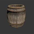 Rustic Wooden Barrel With Natural Wood Grain And Metal Hoops Textured Surface