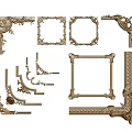 Golden Ornate Decorative Lines And Classical Frame Design Elements 3d model