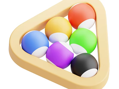 Colorful Billiard Sports Equipment Triangular Rack With Multiple Colored Balls For Training And Recreational Games 3d model