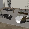 Modern coffee table combination ornaments green plants 3d model