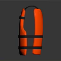 High Visibility Red Life Jacket With Secure Black Straps For Safety Use 3d model