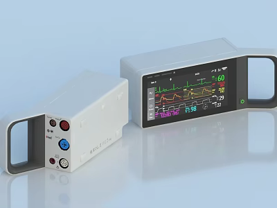 Portable Medical Vital Signs Monitor with Digital Display and Control Panel for Patient Monitoring 3d model