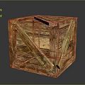 Vintage Wooden Crate With Crossed Slats Cube Shape And Textured Surface