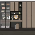 Modern Cloakroom Interior Design With Glass Door Cabinets Storage Shelves And Mirror