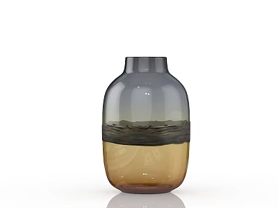 Two Tone Glass Vase With Dark Upper And Amber Lower Smooth Surface Design 3d model