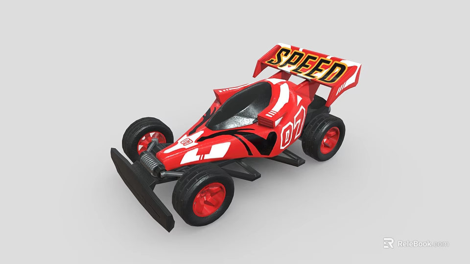 Red And Black Toy Racing Car Model With SPEED Logo And 04 Number 3d model 