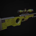 Green Tactical Sniper Rifle With High Power Scope Long Barrel And Ergonomic Stock Design