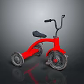 Vintage Red Children's Tricycle With Black Seat Handlebar And Wheels