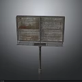 Old Double Sided Billboard With Rusted Metal Pole And Worn Wooden Panels