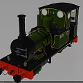 Vintage Green Steam Train Model With Black Chimney Red Base Headlights And Golden Details