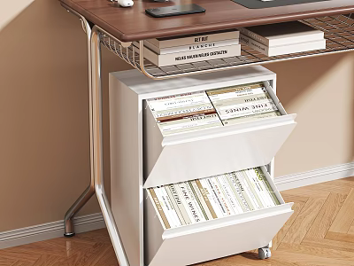 Modern White Mobile Bookcase With Multi Layer Shelves And Organized Books 3d model