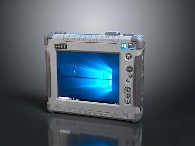 Rugged Portable Industrial Tablet With Windows OS Display Screen And Control Buttons 3d model