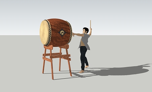 Modern man drumming man 3d model