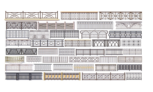 Modern Fence Wrought Iron Railing Guardrail Fence Combination 3d model