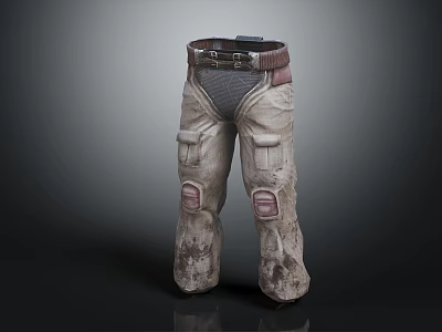 Utility Cargo Pants Featuring Belt Multiple Pockets Knee Patches And Distressed Details 3d model