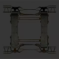 Black Metal Equipment Frame With Support Legs And Cross Bars Structure
