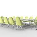 Contemporary Conference Table With Comfortable Rolling Chairs In Office Space 3d model