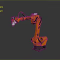 Orange Industrial Robotic Arm With Mechanical Structure And End Effector Tool 3d model