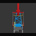 Colorful Oil Pump 3D Model with Yellow Red Blue Structure Platform Base and Industrial Machinery