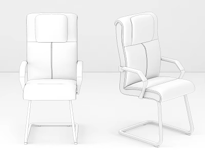 Two Modern Office Chairs With Armrests And Different Base Frame Designs 3d model